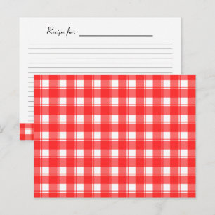 Postale Carte de recette à carreaux rouge et blanc de camp