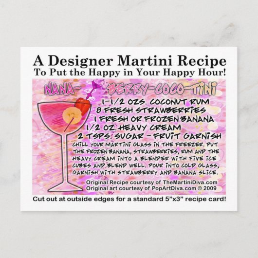 Postale Carte de recette à la noix de coco de banane Berry (Devant)