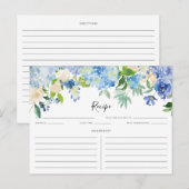 Postale Carte de recette Aquarelle bleu et violet Hydrange (Devant / Derrière)
