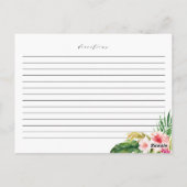 Postale Carte de recette Aquarelle Fleurs tropicales Douch (Dos)