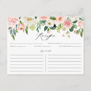 Postale Carte de recette Aquarelle Peach Floral Garland Ro
