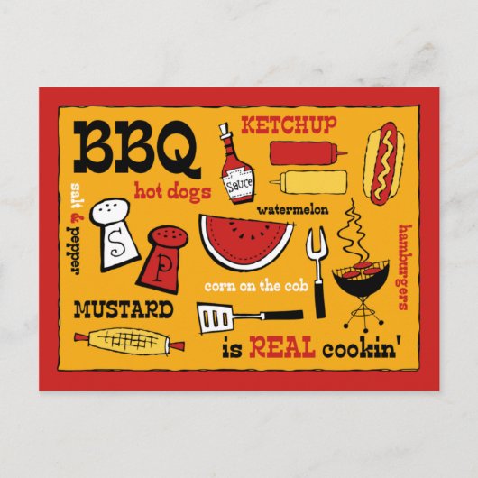 Postale Carte de recette BBQ Is Real Cookin' (Devant)