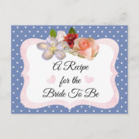 Carte de recette bleue et Rose or rose pâle