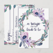 Postale Carte de recette Boho Feather & Floral Fête des ma (Devant / Derrière)
