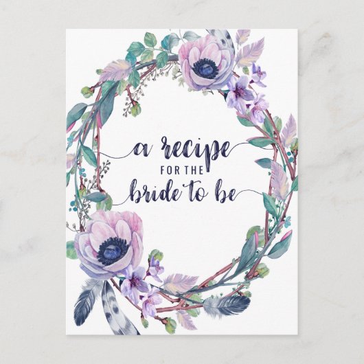 Postale Carte de recette Boho Feather & Floral Fête des ma (Devant)