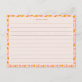 Postale Carte de recette Boho Rose Orange Floral Fête des  (Dos)