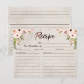 Postale Carte de recette Boho Rustic Floral Fête des marié (Devant / Derrière)
