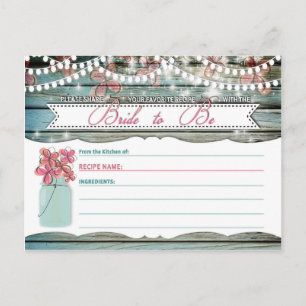 Postale Carte de recette chic Rustique Mason Jar Shabby