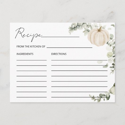 Postale Carte de recette Citrouille de Fête des mariées de (Devant)