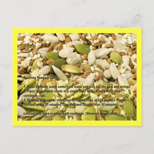 Postale Carte de recette citrouille et semences mixtes (Devant)