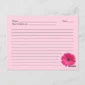 Postale Carte de recette Damask Pink Gerber Daisy pour la  (Dos)