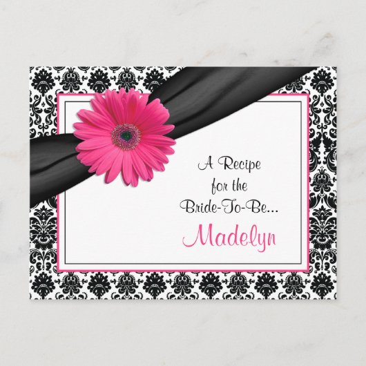 Postale Carte de recette Damask Pink Gerber Daisy pour la  (Devant)