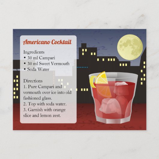 Postale Carte de recette d'Americano (Devant)