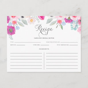 Postale Carte de recette d'anémones violet et rose