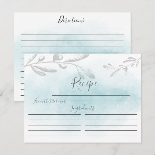 Postale Carte de recette d'aquarelle bleu moderne (Devant / Derrière)