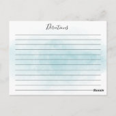 Postale Carte de recette d'aquarelle bleu moderne (Dos)