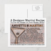 Postale Carte de recette de Anisette Martini (Devant / Derrière)