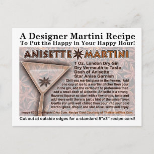Postale Carte de recette de Anisette Martini