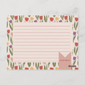 Postale Carte de recette de Baby Shower aux Tulipes (Dos)