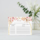 Postale Carte de recette de Baby Shower Bohème Cactus Fleu (Debout devant)