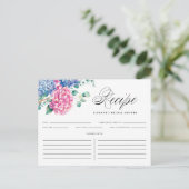 Postale Carte de recette de Baby Shower Fleurs d'Hydrangea (Debout devant)