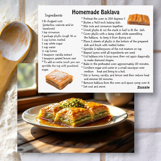 Postale Carte de recette de Baklava