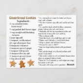 Postale Carte de recette de biscuits au gingembre (Dos)