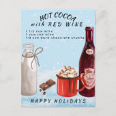 Postale Carte de recette de cacao chaud au vin rouge choco (Devant)