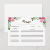 Postale Carte de recette de cactus rose mignon (Devant / Derrière)