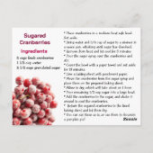 Postale Carte de recette de canneberges sucrées (Dos)
