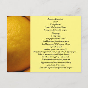 Postale Carte de recette de carrés au citron