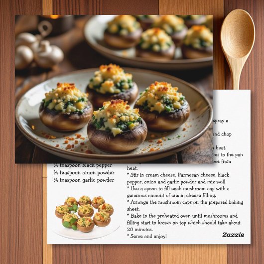 Postale Carte de recette de champignons farcis