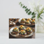 Postale Carte de recette de champignons farcis (Debout devant)