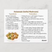 Postale Carte de recette de champignons farcis (Dos)