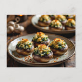 Postale Carte de recette de champignons farcis (Devant)