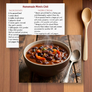 Postale Carte de recette de chili de Mimi