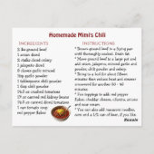 Postale Carte de recette de chili de Mimi (Dos)