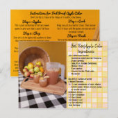 Postale Carte de recette de cidre de pomme à preuve d'idio (Devant / Derrière)