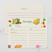 Postale Carte de recette de conception de cuisine  (Devant / Derrière)