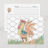 Postale Carte de recette de coq d'aquarelle (Devant / Derrière)