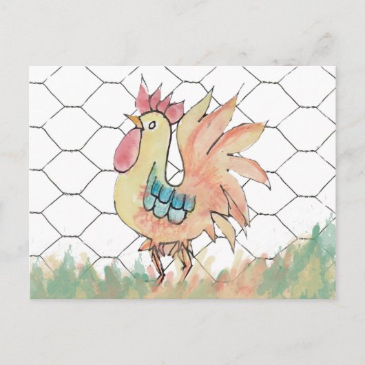 Postale Carte de recette de coq d'aquarelle (Devant)