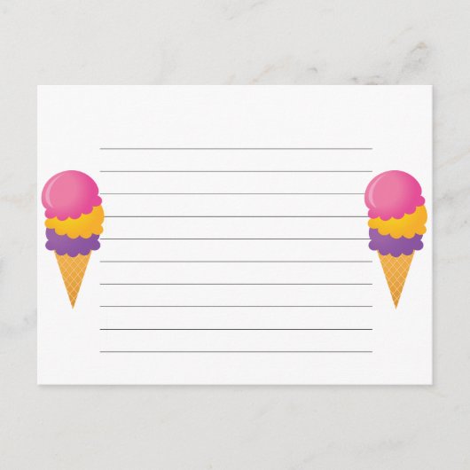 Postale Carte de recette de crème glacée Cone (Devant)
