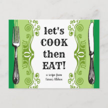 Carte de recette de cuisine vintage en argenterie