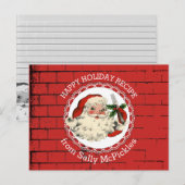 Postale Carte de recette de cuisson à la cuisine père Noël (Devant / Derrière)