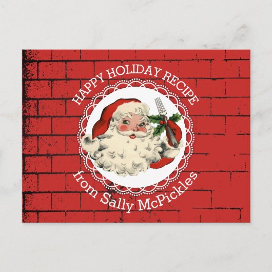 Postale Carte de recette de cuisson à la cuisine père Noël (Devant)