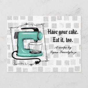 Postale Carte de recette de cuisson à la menthe retro