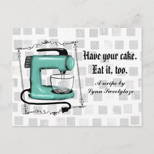 Postale Carte de recette de cuisson à la menthe retro (Devant)