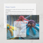 Postale Carte de recette de cupcakes en forme de pieuvre s (Devant / Derrière)