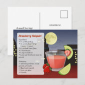 Postale Carte de recette de Daiquiri à la fraise (Devant / Derrière)