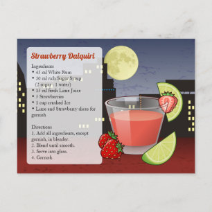 Postale Carte de recette de Daiquiri à la fraise